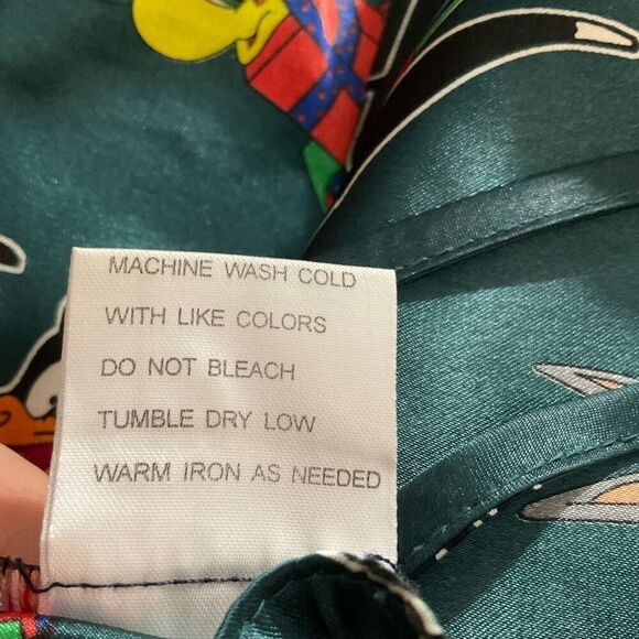 Vintage Looney Tunes Night Dress Gown Satin Chemise Christmas‎ Green M 97’s Y2K - Picture 4 of 9